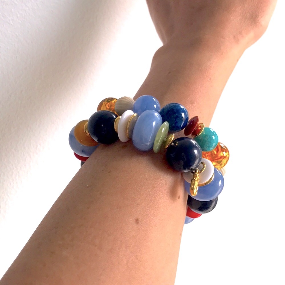 Vintage 1990’s Semi Precious Gemstones & Bead Bracelets (set of two)